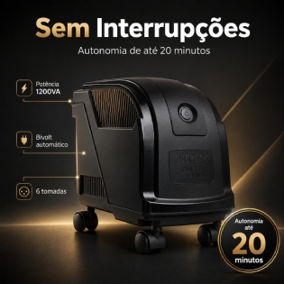 Nobreak 1200va bivolt proteção elétrica saída 115V 6 Tomadas