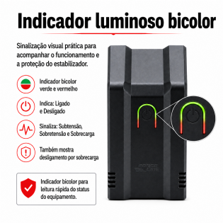 Estabilizador de energia 300VA para pc geladeira tv bivolt