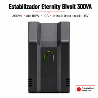 Estabilizador de energia 300VA para pc geladeira tv bivolt