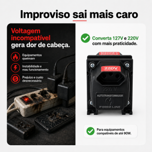 Autotransformador 500VA Bivolt Para 110V e 220V com Proteção Térmica