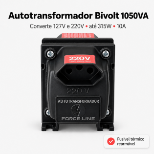 Autotransformador 1050VA Para 110V e 220V Geladeira Forno