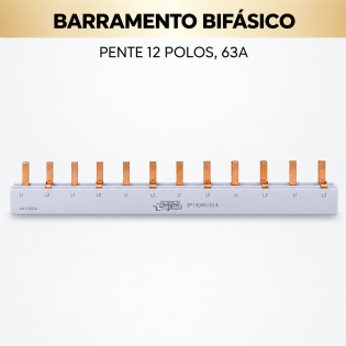 Barramento Pente 12 Polos Bifásico 63A - Force Line