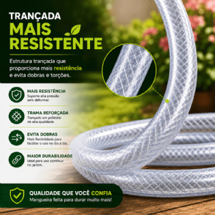 Mangueira Trançada 20M Slim Transparente Com Engate E Esguicho - Force Line