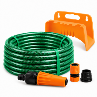 Mangueira Trançada 1/2" Verde 10 metros com acessórios e suporte - Force Line