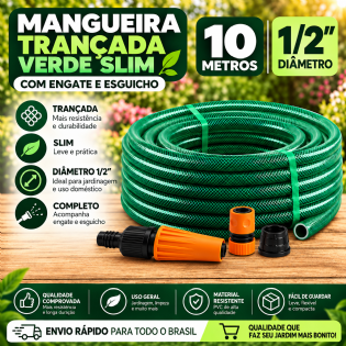 Mangueira Trançada 1/2" Verde 10M +Acess - Force Line