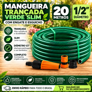 Mangueira Trançada 1/2" Verde 20M +Acess - Force Line