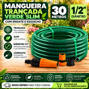 Mangueira Trançada 1/2" Verde 30M +Acess - Force Line