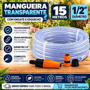 Mangueira Trançada 1/2" Transp 15M +Acess - Force Line