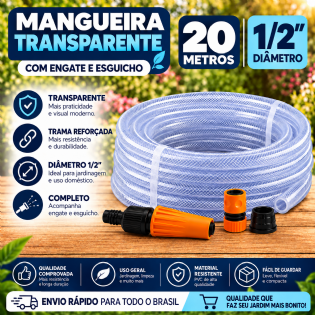 Mangueira Trançada 1/2" Transp 20M +Acess - Force Line