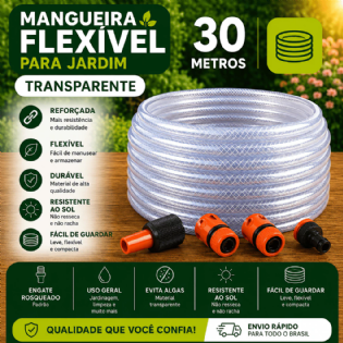 Mangueira Trançada 1/2" Transp 30M +Acess - Force Line