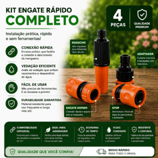 Mangueira 10 Metros Verde Antitorção 1/2 Com Kit engate rápido