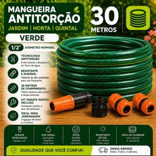 Mangueira 30 Metros Antitorção 1/2 Com Kit engate rápido