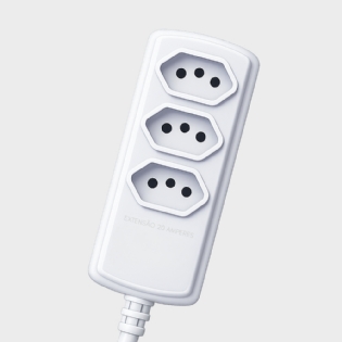 Extensão elétrica 3 tomadas 20 amperes 3 metros branco